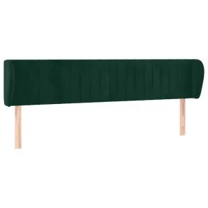 Tăblie de pat cu aripioare verde închis 203x23x78/88 cm catifea