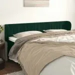 Tăblie de pat cu aripioare verde închis 203x23x78/88 cm catifea