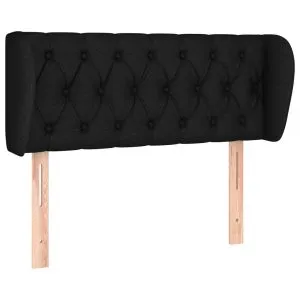 Tăblie de pat cu aripioare negru 103x23x78/88 cm textil