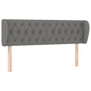 Tăblie de pat cu aripioare gri închis 147x23x78/88 cm textil