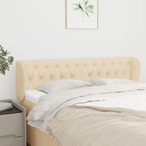 Tăblie de pat cu aripioare crem 163x23x78/88 cm material textil
