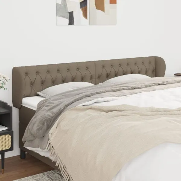 Tăblie de pat cu aripioare gri taupe 183x23x78/88 cm textil