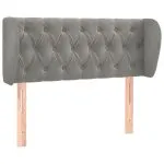 Tăblie de pat cu aripioare gri deschis 93x23x78/88 cm catifea