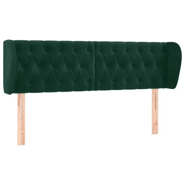 Tăblie de pat cu aripioare verde închis 163x23x78/88 cm catifea