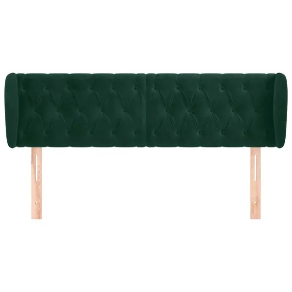 Tăblie de pat cu aripioare verde închis 163x23x78/88 cm catifea