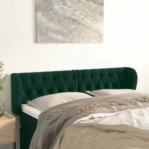 Tăblie de pat cu aripioare verde închis 163x23x78/88 cm catifea