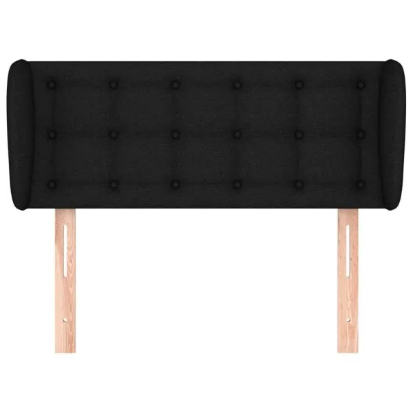 Tăblie de pat cu aripioare negru 83x23x78/88 cm material textil