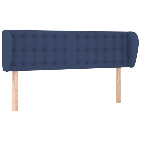 Tăblie de pat cu aripioare, albastru, 147x23x78/88 cm textil