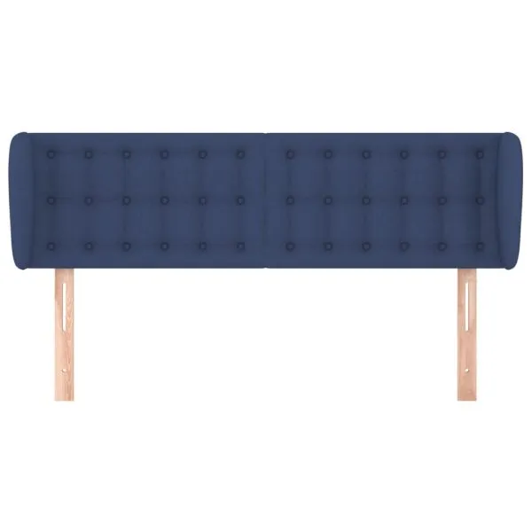 Tăblie de pat cu aripioare, albastru, 147x23x78/88 cm textil