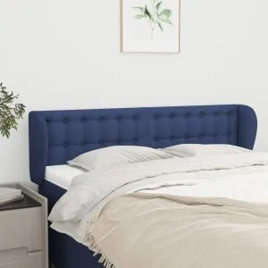 Tăblie de pat cu aripioare, albastru, 147x23x78/88 cm textil