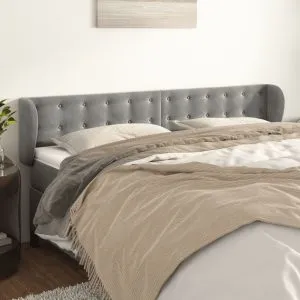 Tăblie de pat cu aripioare gri deschis 203x23x78/88 cm catifea