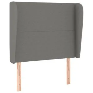 Tăblie de pat cu aripioare gri închis 93x23x118/128 cm textil