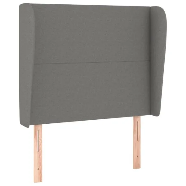 Tăblie de pat cu aripioare gri închis 93x23x118/128 cm textil