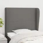Tăblie de pat cu aripioare gri închis 93x23x118/128 cm textil