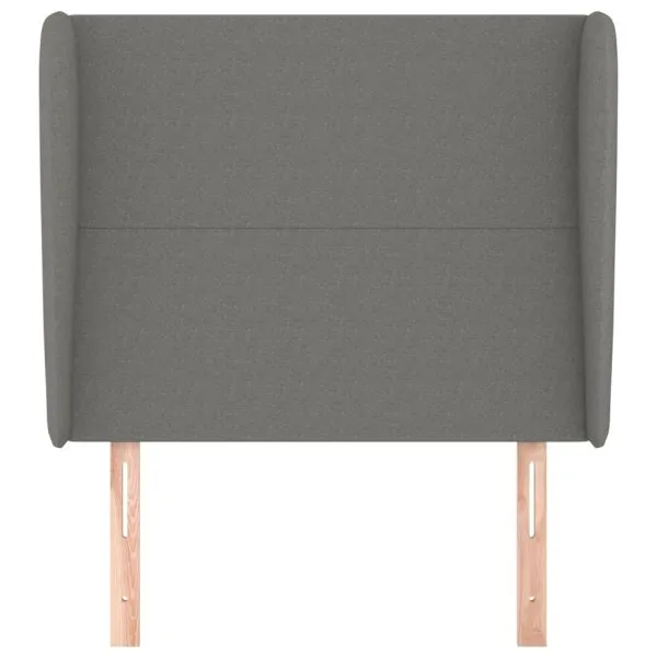 Tăblie de pat cu aripioare gri închis 103x23x118/128 cm textil