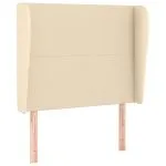 Tăblie de pat cu aripioare, crem, 103x23x118/128 cm, textil
