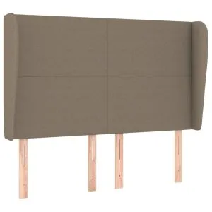 Tăblie de pat cu aripioare gri taupe 147x23x118/128 cm textil