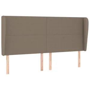 Tăblie de pat cu aripioare gri taupe 163x23x118/128 cm textil