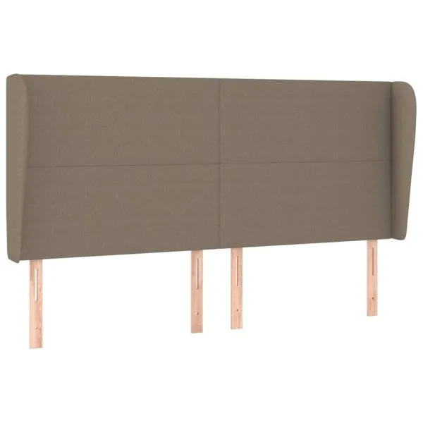 Tăblie de pat cu aripioare gri taupe 163x23x118/128 cm textil