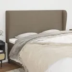 Tăblie de pat cu aripioare gri taupe 163x23x118/128 cm textil