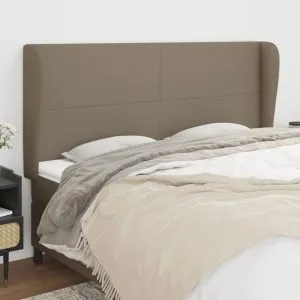 Tăblie de pat cu aripioare gri taupe 163x23x118/128 cm textil
