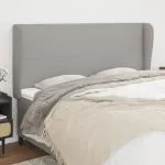 Tăblie de pat cu aripioare gri deschis 183x23x118/128 cm textil