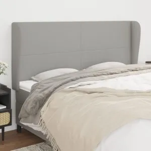Tăblie de pat cu aripioare gri deschis 183x23x118/128 cm textil