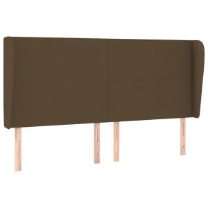 Tăblie de pat cu aripioare maro închis 203x23x118/128 cm textil