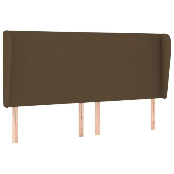 Tăblie de pat cu aripioare maro închis 203x23x118/128 cm textil