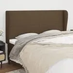 Tăblie de pat cu aripioare maro închis 203x23x118/128 cm textil