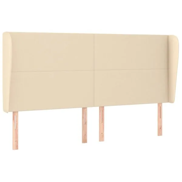 Tăblie de pat cu aripioare, crem, 203x23x118/128 cm, textil