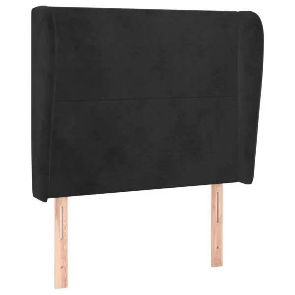Tăblie de pat cu aripioare, negru, 83x23x118/128 cm, catifea