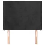Tăblie de pat cu aripioare, negru, 83x23x118/128 cm, catifea