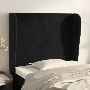Tăblie de pat cu aripioare, negru, 83x23x118/128 cm, catifea