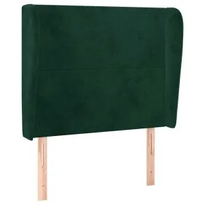 Tăblie pat cu aripioare verde închis 93x23x118/128 cm catifea
