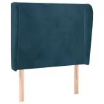 Tăblie pat cu urechi albastru închis 103x23x118/128cm catifea