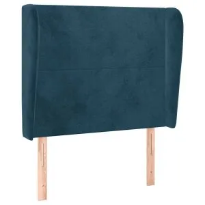 Tăblie pat cu urechi albastru închis 103x23x118/128cm catifea