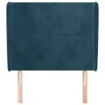 Tăblie pat cu urechi albastru închis 103x23x118/128cm catifea