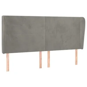 Tăblie de pat cu aripioare gri deschis 183x23x118/128cm catifea