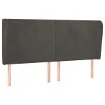 Tăblie de pat cu aripioare gri închis 203x23x118/128 cm catifea