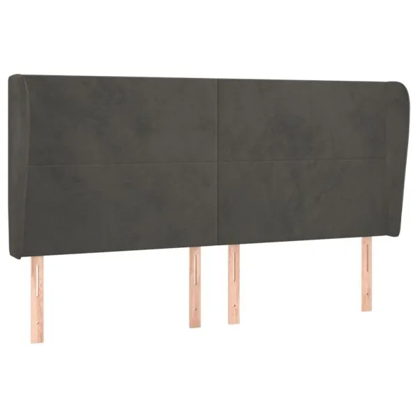 Tăblie de pat cu aripioare gri închis 203x23x118/128 cm catifea