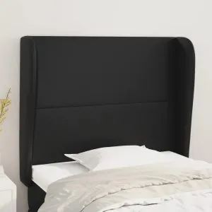 Tăblie de pat cu aripioare, negru, 83x23x118/128 cm, piele eco