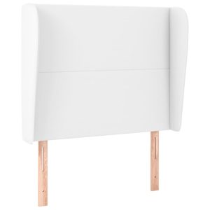 Tăblie de pat cu aripioare, alb, 93x23x118/128 cm, piele eco
