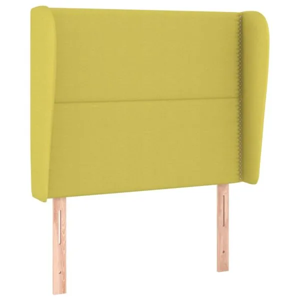 Tăblie de pat cu aripioare, verde, 83x23x118/128 cm, textil