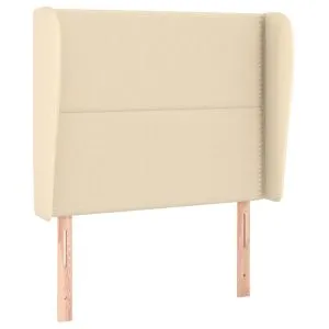 Tăblie de pat cu aripioare, crem, 103x23x118/128 cm, textil