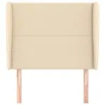 Tăblie de pat cu aripioare, crem, 103x23x118/128 cm, textil