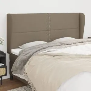 Tăblie de pat cu aripioare gri taupe 163x23x118/128 cm textil