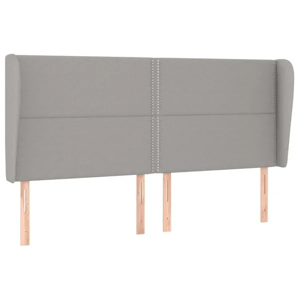 Tăblie de pat cu aripioare gri deschis 183x23x118/128 cm textil
