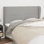 Tăblie de pat cu aripioare gri deschis 183x23x118/128 cm textil