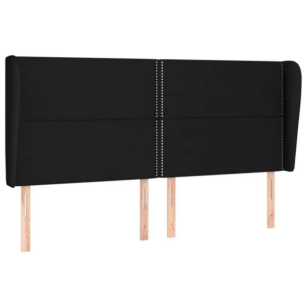 Tăblie de pat cu aripioare, negru, 183x23x118/128 cm, textil